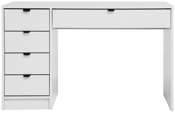 Beautysofa Schreibtisch Malta 120 cm mit Schubladen (Funktionales Design für Home Office - rechts/Links montierbar, Weiß oder Kaschmir), Wahlweise mit oder ohne Griffe