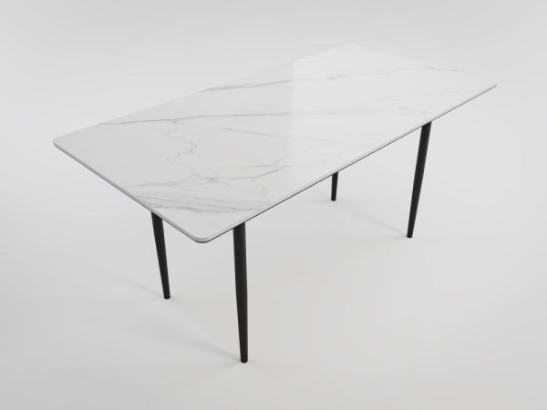 Esszimmertisch MARIA 160x80cm weiße Keramikplatte mit nordic style Tischgestell : Weiss