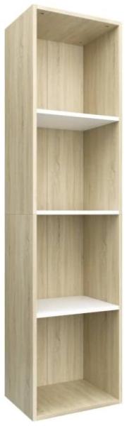 vidaXL Bücherregal/TV-Schrank Weiß Sonoma-Eiche 36x30x143cm Spanplatte