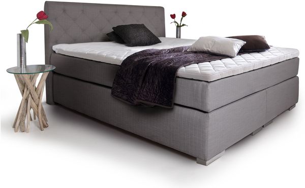 Möbel-Eins PREMIUM Boxspringbett inkl. Kopfteil Anthrazit, 180x200 cm Härtegrad 2
