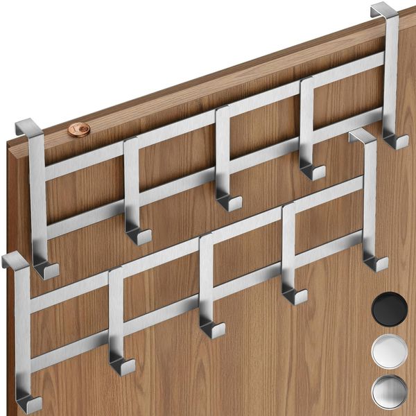 4smile Türgarderobe zum Einhängen – Türhaken aus Edelstahl, flexible Kleiderhaken Tür - Vielseitige Haken zum Einhängen, platzsparende Türhakenleiste für gesamte Wohnung, 2er Set
