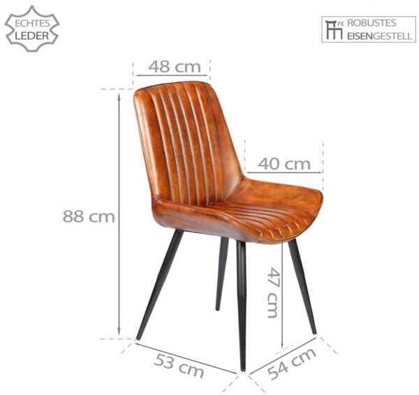 Casa Moro Polsterstuhl Stuhl Esszimmer Leder Braun Industrial Chic (Echtleder Konferenzstuhl auch als 2er, 4er & 6er Set), Polsterstuhl Lederstuhl Esszimmerstuhl