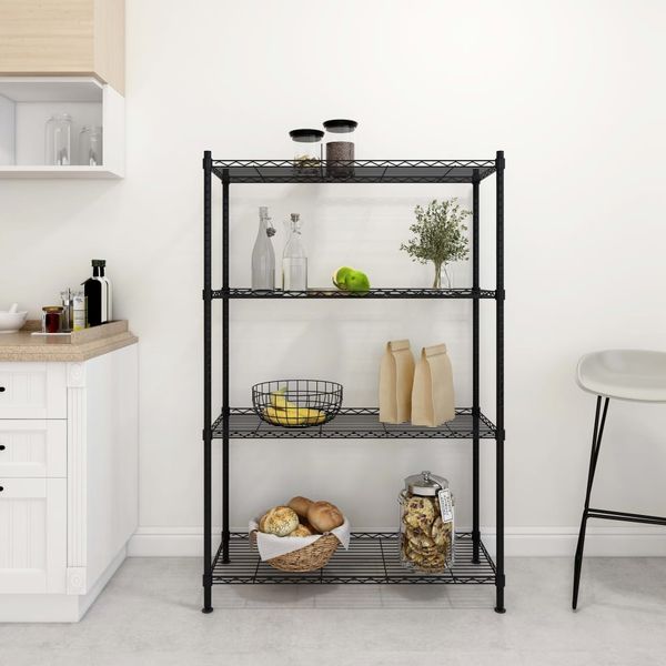 vidaXL Lagerregal mit 4 Böden 90x35x137 cm Schwarz 200 kg 324622