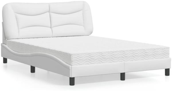 vidaXL Bett mit Matratze Weiß 140x190 cm Kunstleder 3208718