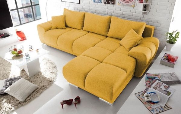 Ed Exciting Design Sofa Anton mit Schlaffunktion & Bettkasten in verschiedenen Farben erhältlich Luxus-Webstoff Flachgewebe beidseitig montierbar