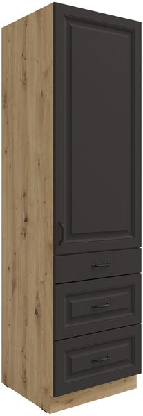 Küchen Hochschrank 60 cm mit Schubladen Stilo Grau + Eiche Artisan Küchenzeile Küchenblock Einbauküche Landhaus Küche Bild 6