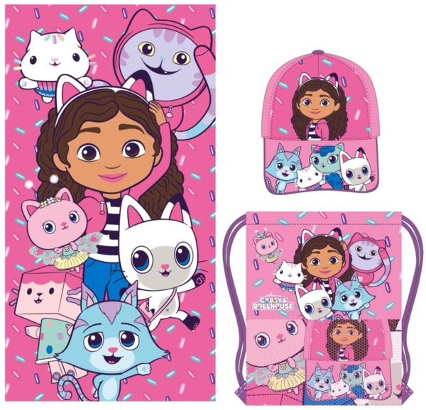 Gabby’s Dollhouse Handtuch-Set Kinderhandtücher im Beutel für Bad & Reise