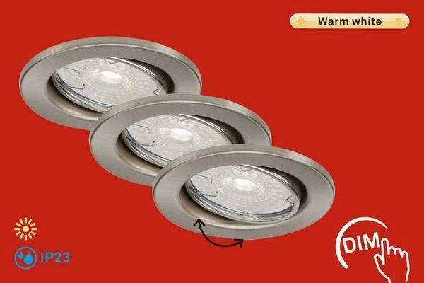 Di-Ka LED Einbauleuchte Dimm 3er Set nickel-matt Ø 8,6 cm GU10 5,5 W
