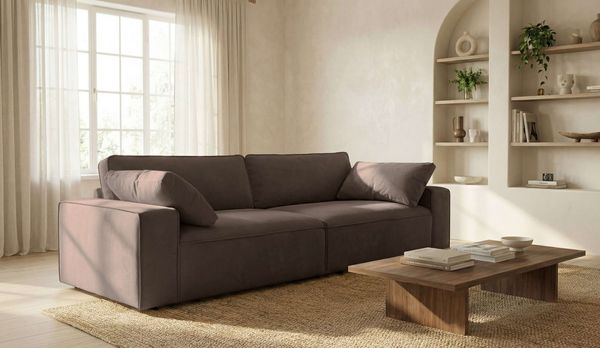 OTTO home 3-Sitzer Mittell, Chenille, Breite 245 cm, bodentief, extra Kissen inkl, tiefe Sitzfläche