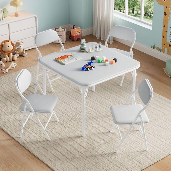 GarveeMore Kindertisch und Stuhlset klappbares 5-teiliges für Esszimmer,Kindertagesstätte, Kinderaktivitätstisch- und Stuhlset für Klassenzimmer