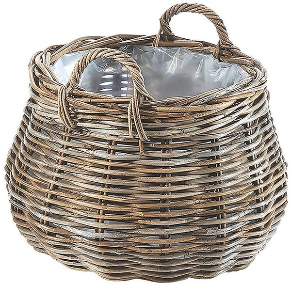 Kobolo Pflanzkübel Pflanzkorb Rattan - rund - mit Folie ausgeschlagen (1 Stück)
