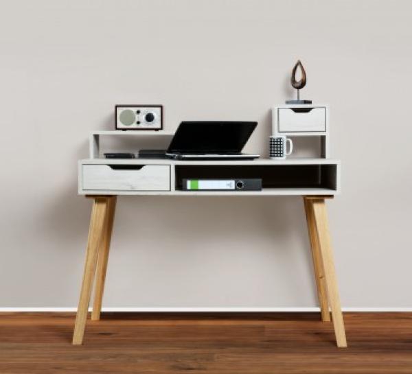 Sekretär, Schreibtisch, weiß antik, eiche, massiv Bild 3