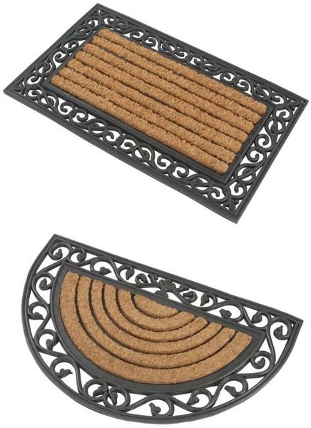 Kai Wiechmann Fußmatte Set Fußabtreter 76x46 cm als Schmutzfangmatte rechteckig + halbrund, halbrund+rechteckig, antibakterielle und rutschfeste Türvorleger