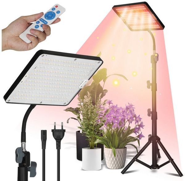 Clanmacy Pflanzenlampe LED Vollspektrum mit Ständer, Höhenverstellbar, Zeitschaltuhr 4/8/12H, Höhenverstellbar