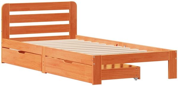 vidaXL Massivholzbett ohne Matratze Wachsbraun 90x190 cm Kiefernholz 3309865 Bild 3
