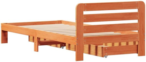 vidaXL Massivholzbett ohne Matratze Wachsbraun 90x190 cm Kiefernholz 3309865 Bild 8