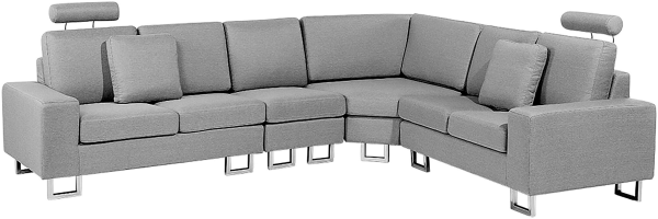 Ecksofa linksseitig Polsterbezug hellgrau STOCKHOLM