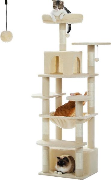 Purpurra Kratzbaum Katzenturm mit Hängematte und Katzenhöhle, 4 Höhen