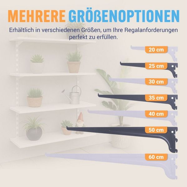 BOOMET Wandregalhalter Regalträger 1-reihig für Wandschienen, 0,2 4-tlg, Regalsystem Anthrazit 20cm Wandregalhalter Regalwinkel Bild 2