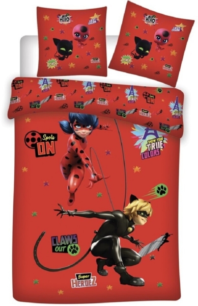 Miraculous Ladybug Bettwäsche-Set 140x200 cm – Bettbezug und Kissenbezug aus Microfaser
