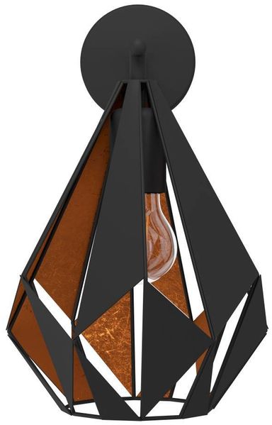Eglo 49992 Wandleuchte Vintage CARLTON 1 Stahl schwarz, kupfer E27 1X40W H:33cm L:20,5cm dimmbar