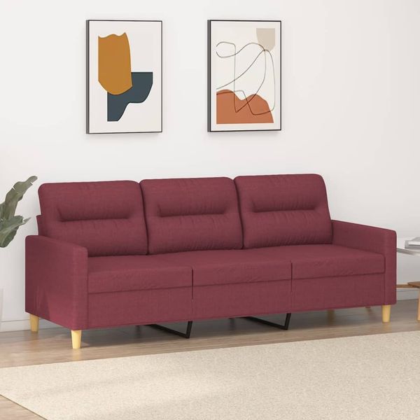 vidaXL 3-Sitzer-Sofa Braun 180 cm Stoff, Weinrot, 198x80 cm