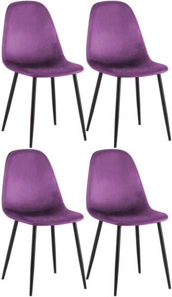CLP 4er Set Esszimmerstühle Napier gepolstert bis 150 kg belastbar,lila Samt