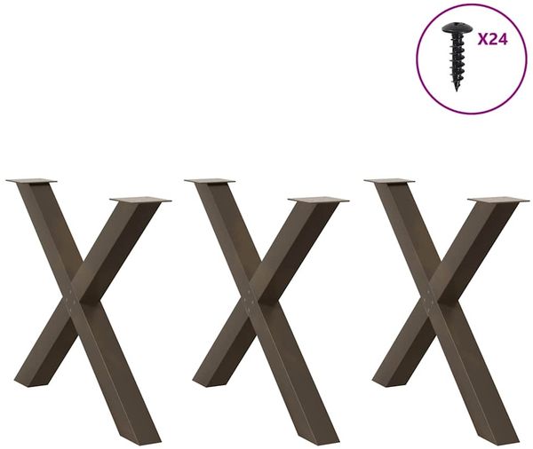 vidaXL Esstischbeine X-Form 3 Stk. Naturstahl 90x(72-73) cm Stahl 4012999 Bild 3