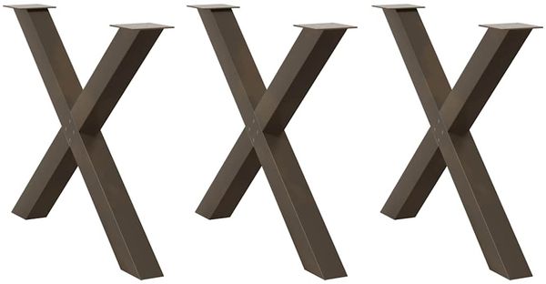 vidaXL Esstischbeine X-Form 3 Stk. Naturstahl 90x(72-73) cm Stahl 4012999