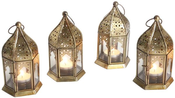 Orientalische Glas-Windlichter Nael Transparent 4er Set