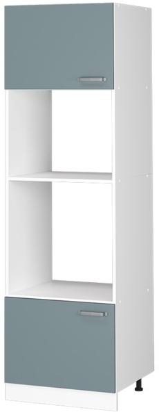 Hochschrank R-Line Blau-Grau 60 cm mit offenen Regalen, und Türen Vicco