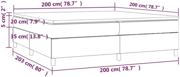 vidaXL Boxspringbett mit Matratze Taupe 200x200 cm Stoff, Härtegrad: H2 [3144550] Bild 10
