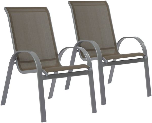 MERXX Gartenstuhl Amalfi (Set, 2 St), 2er Set, Alu/Textil, stapelbar