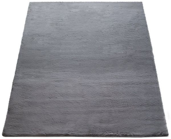 KADIMA DESIGN Teppich Unifarben 100% Polyester schmutzabweisend Hochflor Teppich, Läufer, Höhe: 26 mm, Florhöhe: 22 mm, Rücken aus Baumwolle, Läufer, 80x150 cm, Anthrazit