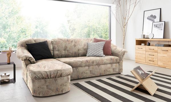 DOMO collection Ecksofa Pegnitz, elegante Rückensteppung, kompakte Stellmaße 238/141cm, L-Form, wahlweise mit Bettfunktion