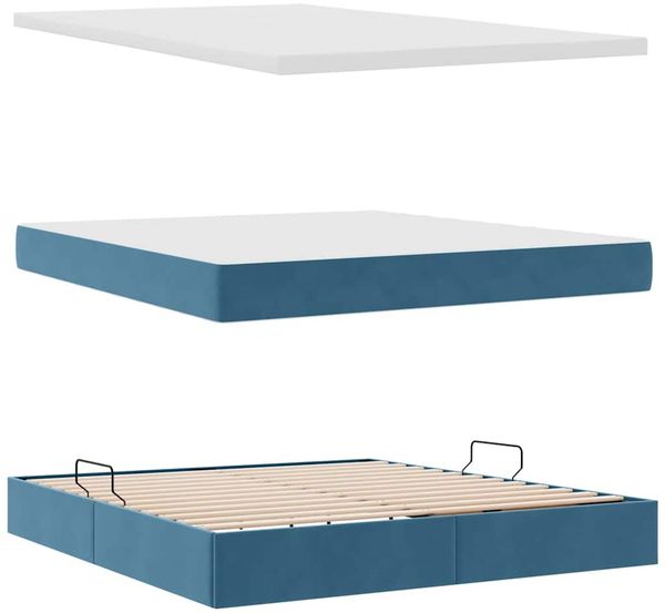 vidaXL Bett mit Stauraum und LED mit LED Dunkelblau 180 x 200 cm Samt 3371533 Bild 9