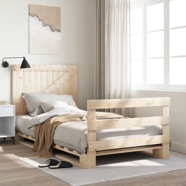 vidaXL Massivholzbett mit Kopfteil 100x200 cm Kiefer 3281557