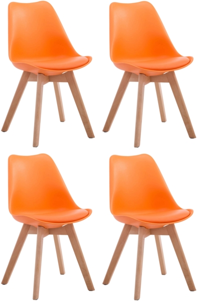 CLP 4er Besucherstühle Borneo Kunstleder mit Kunststoffsitzschale,orange natura