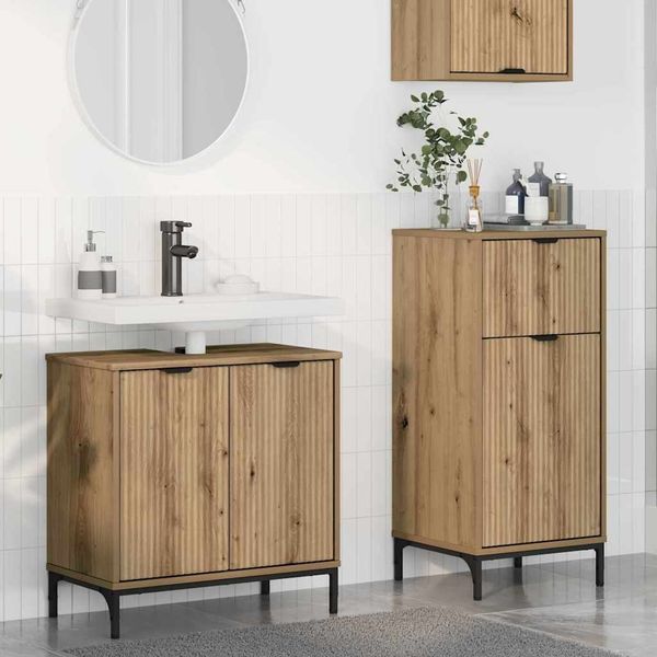 vidaXL Badezimmermöbel-Set 2 pcs Artisan-Eiche Sperrholz und Metall 3393102