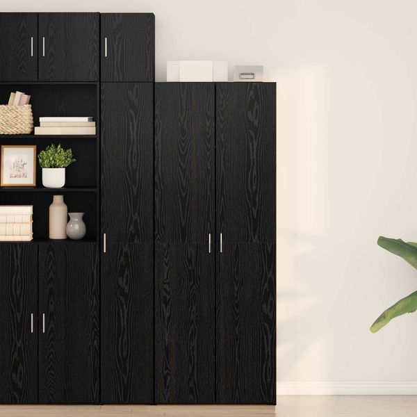 Hochboard, BuffetSchrank, Büroschrank Schwarz Eichen-Optik 70 x 42.5 x 185 cm Holzwerkstoff