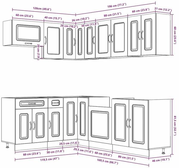 vidaXL 11-tlg. Küchenschrank-Set Kalmar Schwarz Holzwerkstoff 3314882 Bild 8