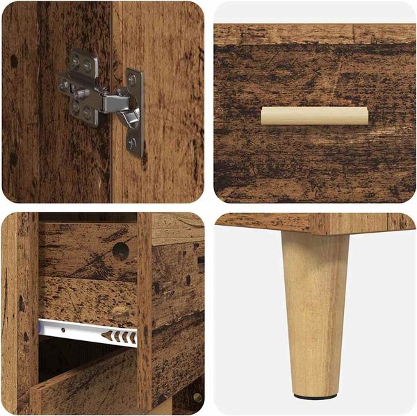 vidaXL Highboard Altholz 69,5 x 34 x 180 cm Engineered Wood und Glas 3415775 Bild 11
