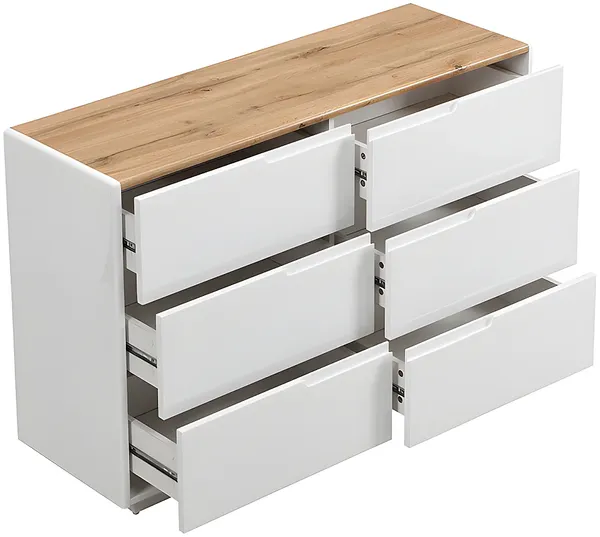 Vente-unique - AMANI Kommode Holz, Platte BeigeWeiß - B 40 cm x H 80 cm x L 120 cm Bild 4