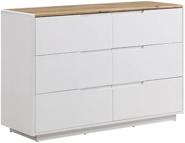 Vente-unique - AMANI Kommode Holz, Platte BeigeWeiß - B 40 cm x H 80 cm x L 120 cm Bild 2