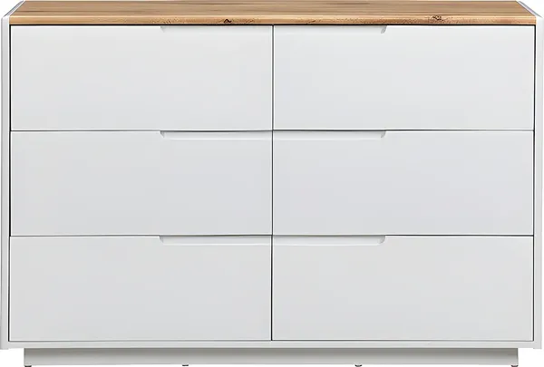 Vente-unique - AMANI Kommode Holz, Platte BeigeWeiß - B 40 cm x H 80 cm x L 120 cm Bild 3