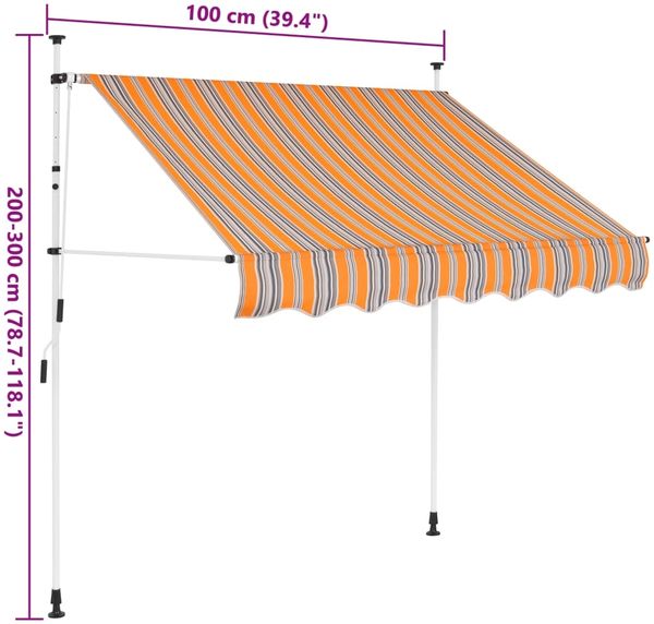 vidaXL Einziehbare Markise Handbetrieben 100 cm Gelb Blau Gestreift 145830 Bild 8