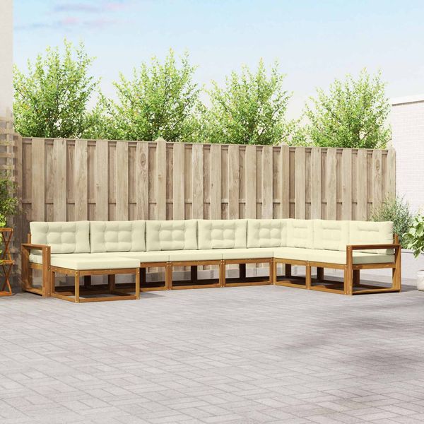 vidaXL Outdoor-Sofagarnitur mit Kissen 8 pcs Natur und Creme 3368003