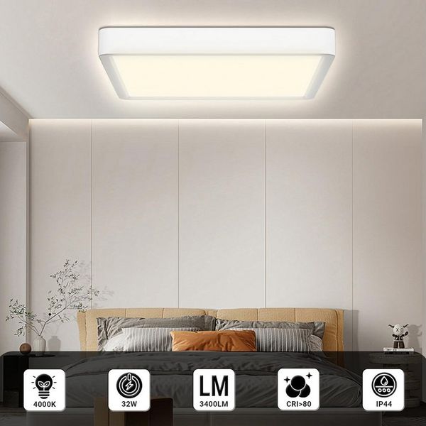 LQWELL LED Deckenleuchte Deckenleuchte Ultra-flach LED Decken-Panel 32W Durchmesser 40CM/50CM, LED fest integriert, neutralweiß, für Wohnzimmer Badezimmer Schlafzimmer Küche Balkon Keller Büro
