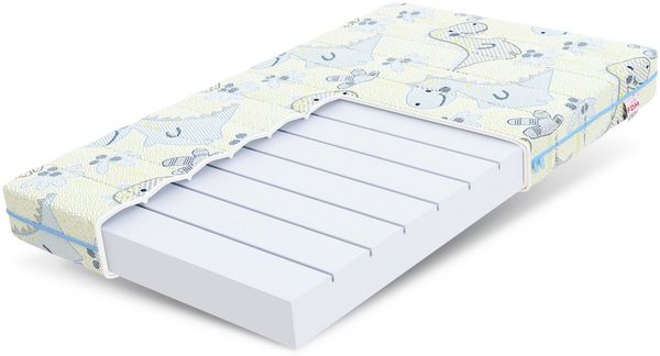 FDM Melody Kindermatratze 60x120 cm Kaltschaummatratze Höhe 10 cm Härtegrad H3 Öko-Tex Allergikergeeignet Bezug Waschbar Matratzenbezug Dino