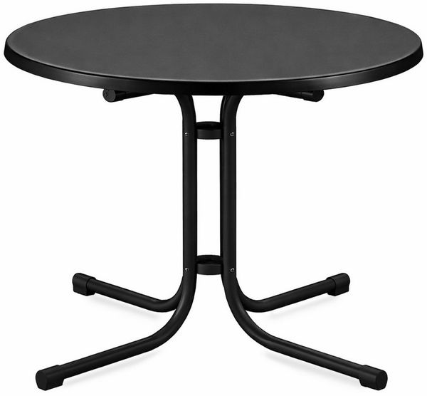 Beautissu Bistrotisch Outdoor Rund Ø 80 cm Wasserfest – Beistelltisch Balkontisch Wetterfest Gartentisch Rund Klappbar 70 cm hoch – Campingtisch Partytisch Esstisch Gastro – Schwarz Bistroni